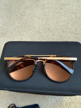 Women's Tortoiseshell Round Sunglasses with Gold Brow Bar